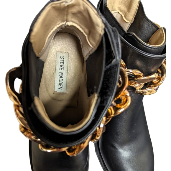 STEVE Madden Amulet-C Black Chain Chelsea Boots Size 7.5 - Picture 8 of 14